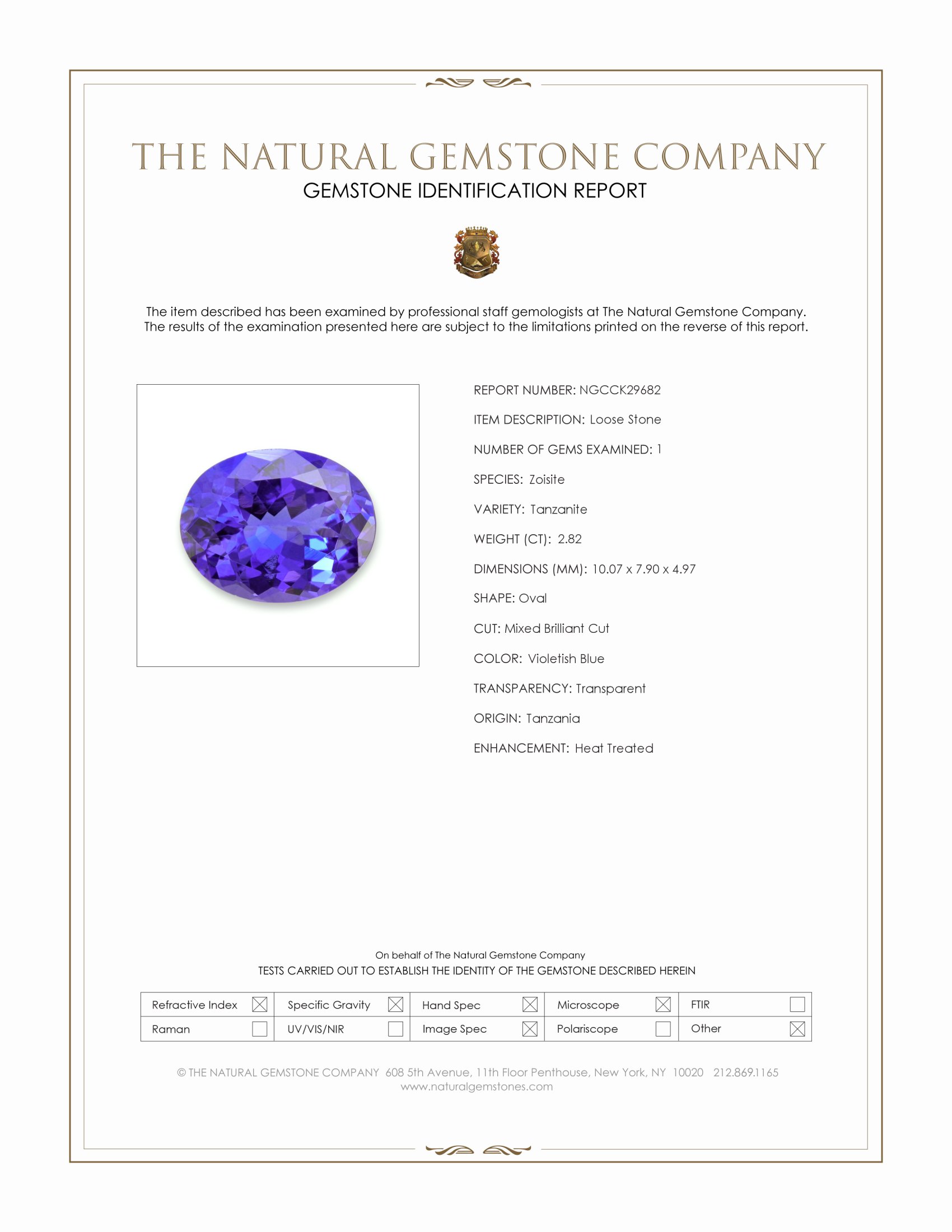 2.82 Ct. Violetish Blue Tanzanite from Tanzania