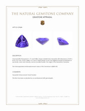 1.72 Ct. Violetish Blue Tanzanite from Tanzania Appraisal