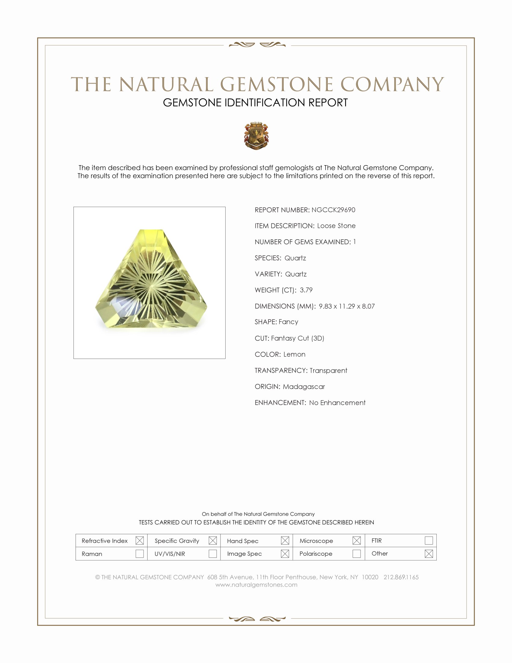 3.79 Ct. Lemon Quartz from Madagascar
