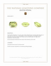 1.72 Ct. Yellowish Green Chrysoberyl from Ceylon (Sri Lanka) Appraisal