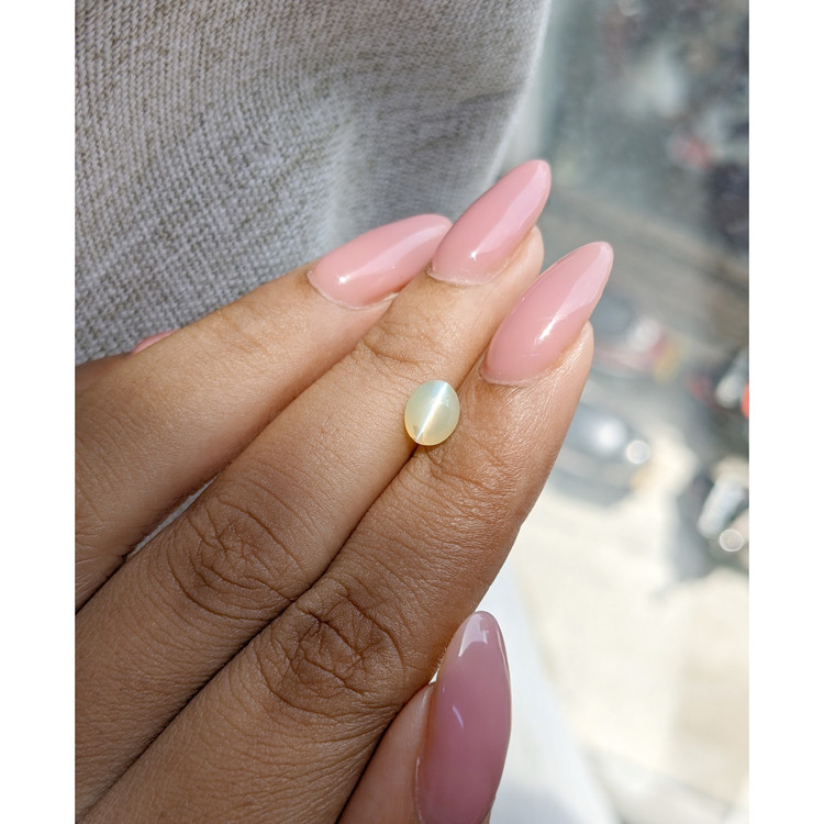 1.61 Ct. Greenish Yellow Cabochon Chrysoberyl from Tanzania