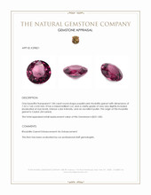 1.84 Ct. Purplish Pink Rhodolite Garnet from Ceylon (Sri Lanka) Appraisal