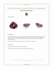 1.07 Ct. Purplish Pink Rhodolite Garnet from Ceylon (Sri Lanka) Appraisal