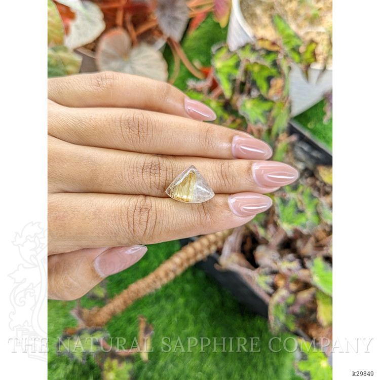 10.42 Ct. Yellow Cabochon Rutilated Quartz from Ceylon (Sri Lanka)