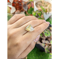 10.42 Ct. Yellow Cabochon Rutilated Quartz from Ceylon (Sri Lanka) Life Style