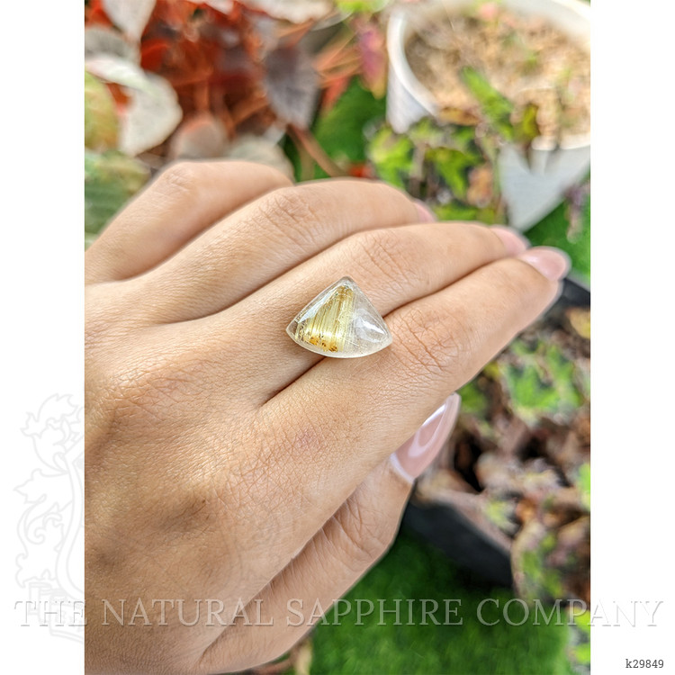 10.42 Ct. Yellow Cabochon Rutilated Quartz from Ceylon (Sri Lanka)