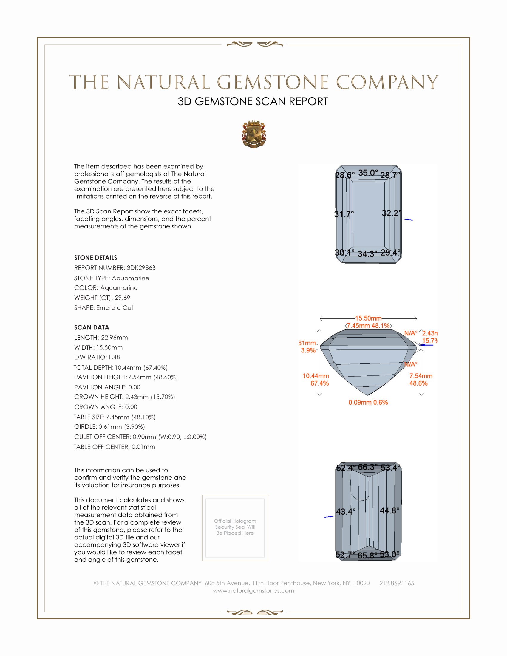 29.69 Ct. Aquamarine from Ceylon (Sri Lanka)