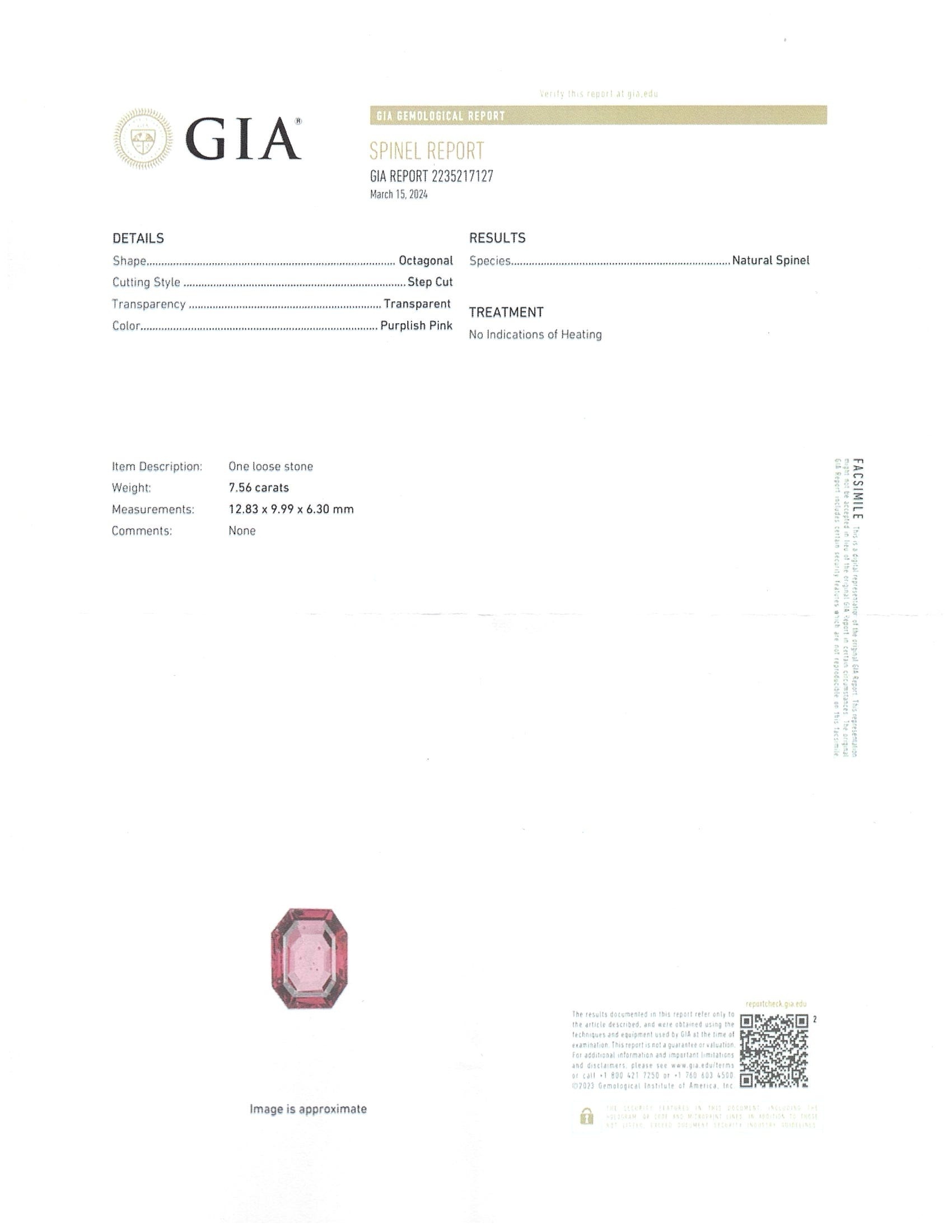 7.56 Ct. Spinel from Burma (Myanmar)