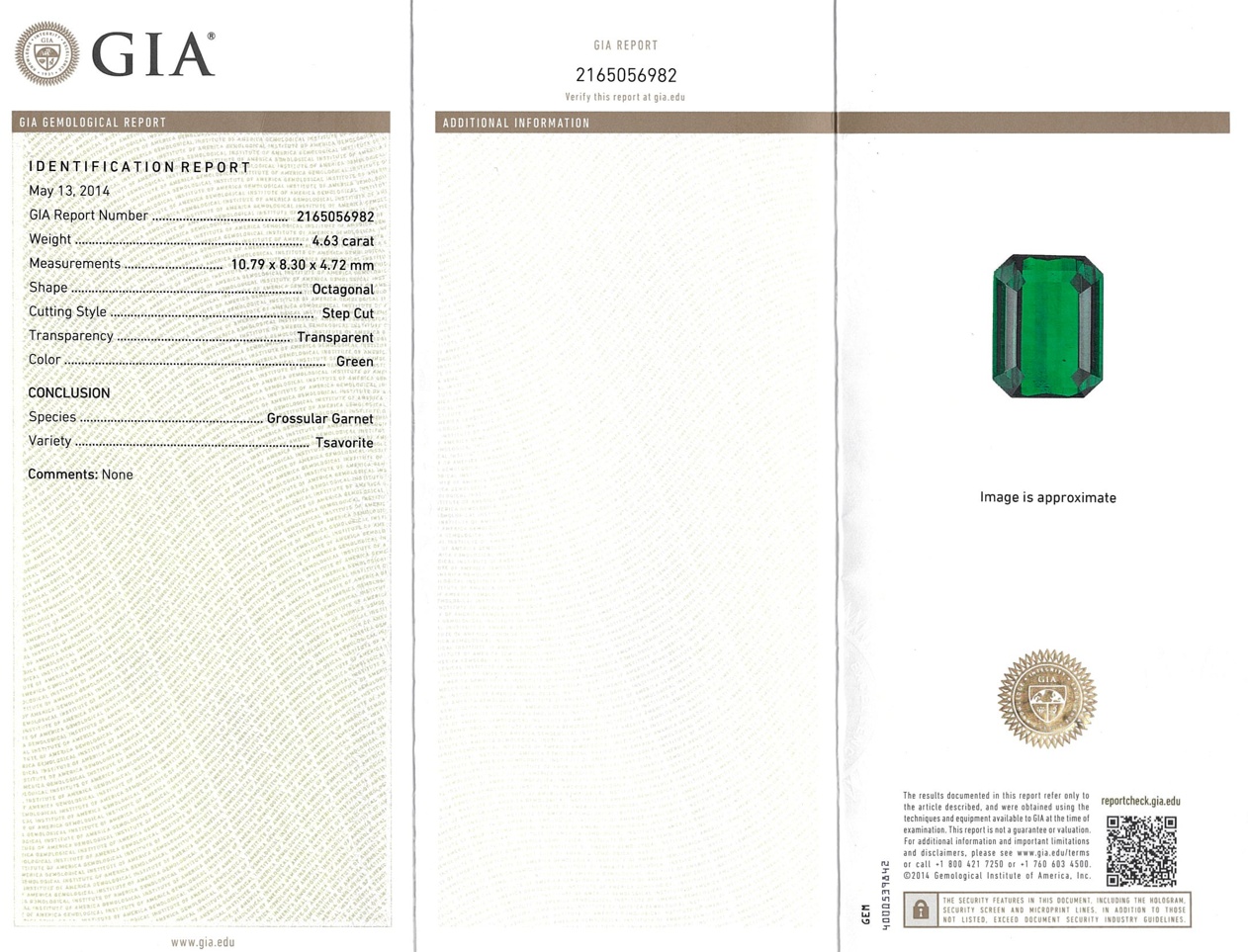 4.63 Ct. Tsavorite Garnet from South Africa