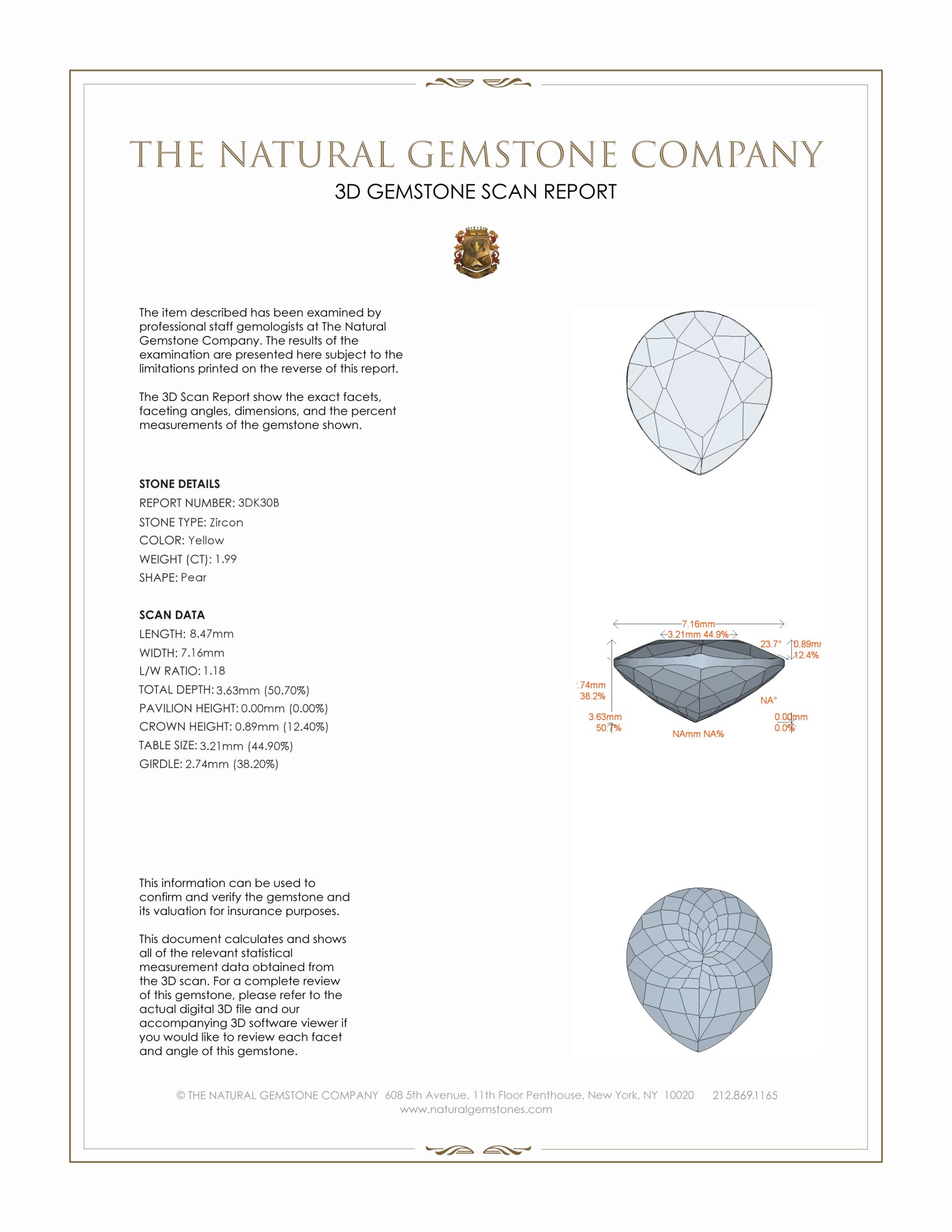 1.99 Ct. Zircon from Ceylon (Sri Lanka)