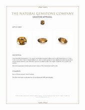 7.92 Ct. Brownish Yellow Zircon from Ceylon (Sri Lanka) Appraisal