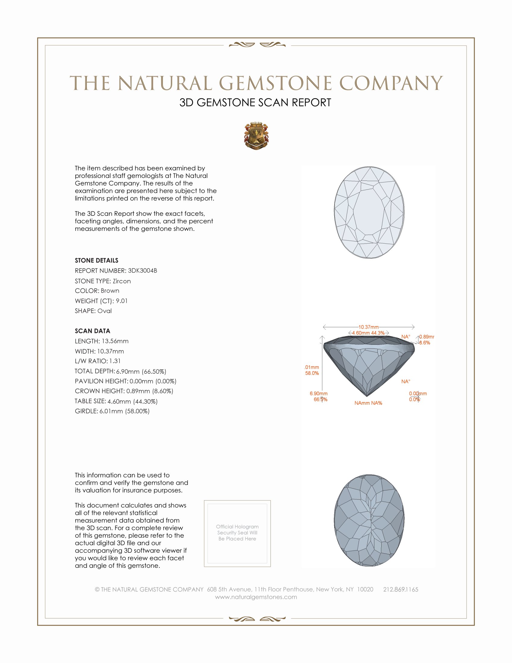 9.01 Ct. Zircon from Ceylon (Sri Lanka)