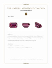4.46 Ct. Purplish Pink Garnet from Tanzania Appraisal
