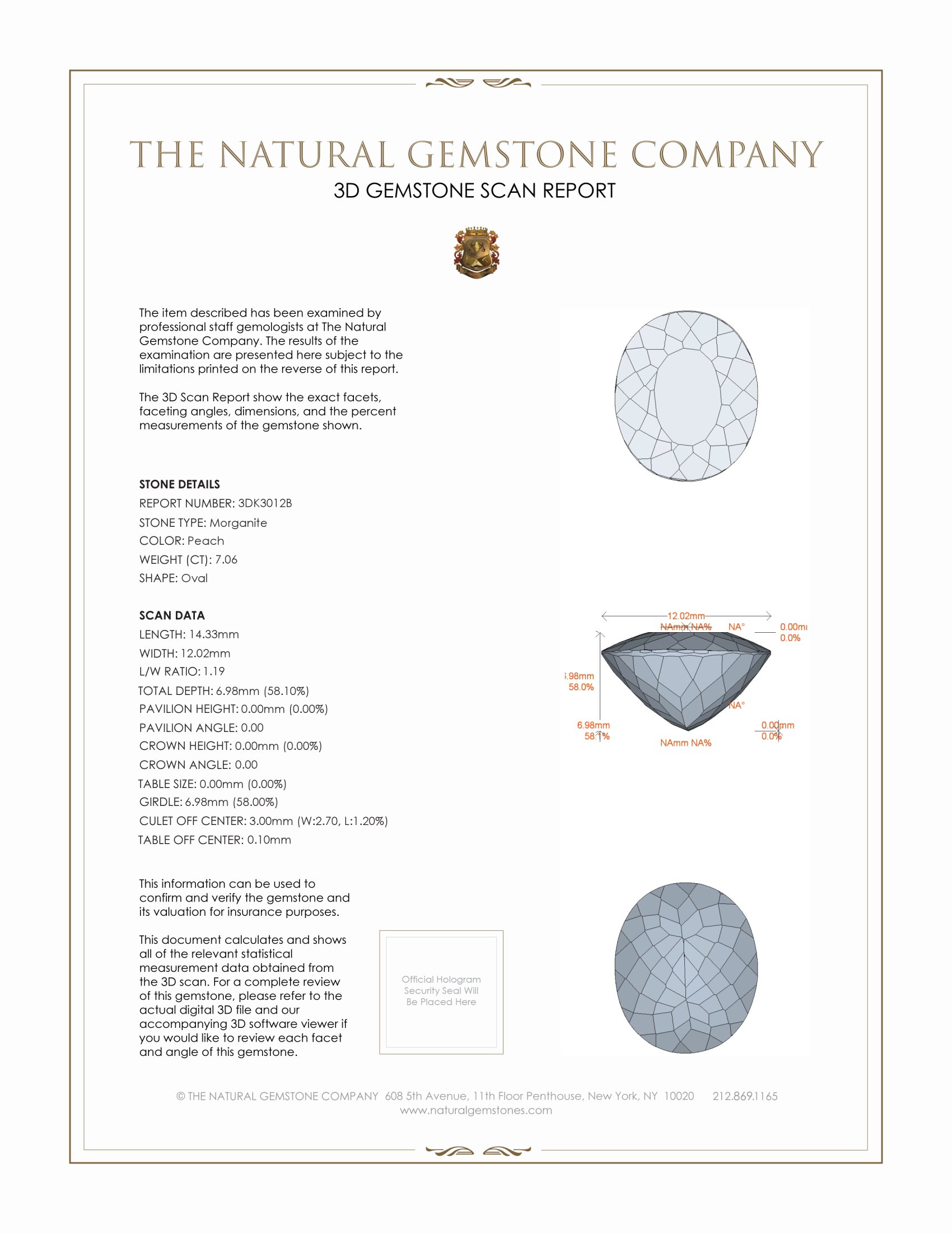 7.06 Ct. Morganite from Brazil