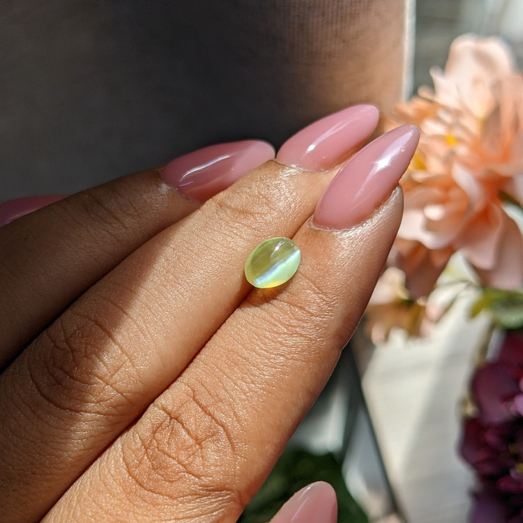 2.10 Ct. Greenish Yellow Cabochon Chrysoberyl from Madagascar