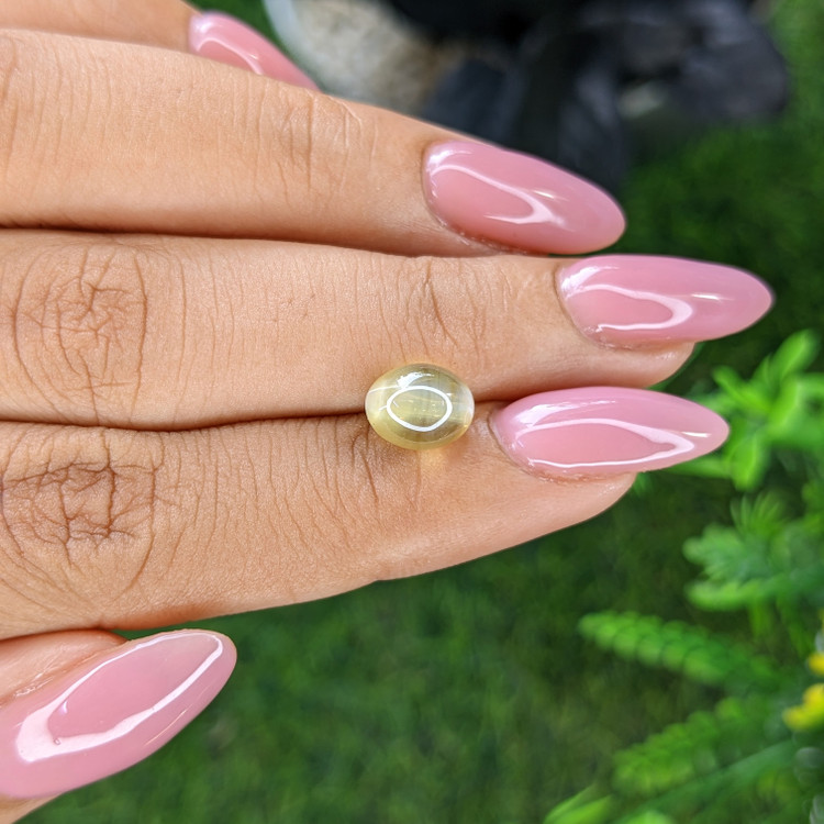 3.70 Ct. Greenish Yellow Cabochon Chrysoberyl from Tanzania