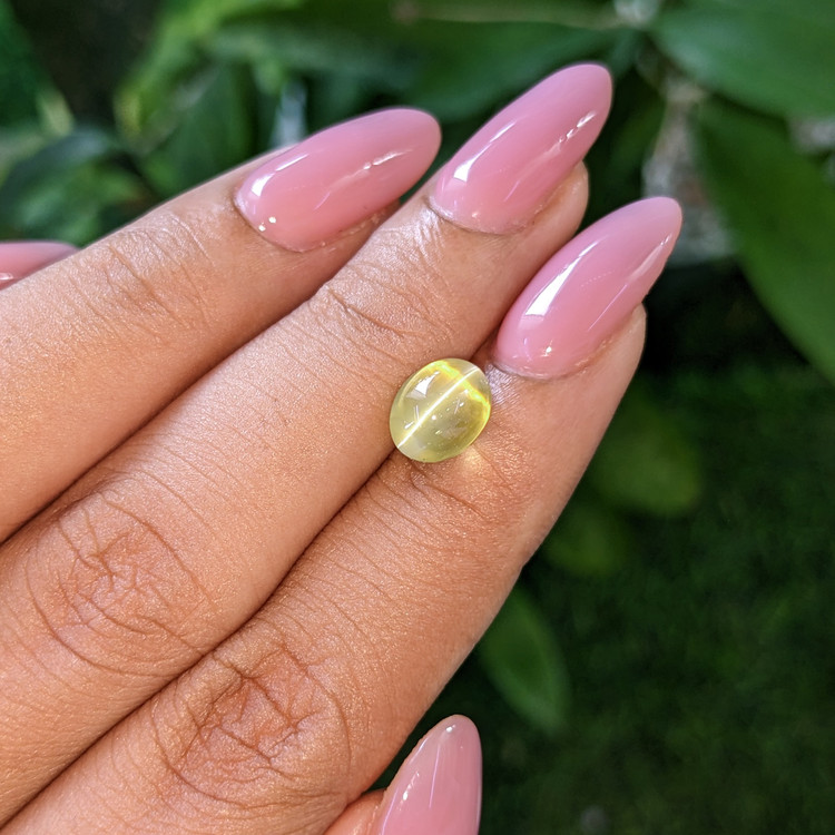 3.70 Ct. Greenish Yellow Cabochon Chrysoberyl from Tanzania
