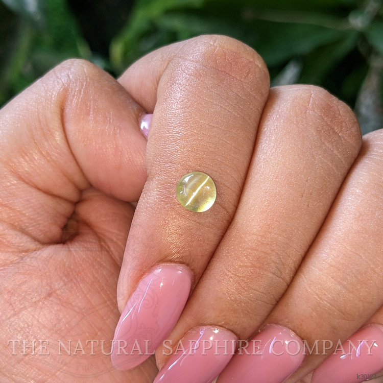 1.10 Ct. Greenish Yellow Cabochon Chrysoberyl from Ceylon (Sri Lanka)