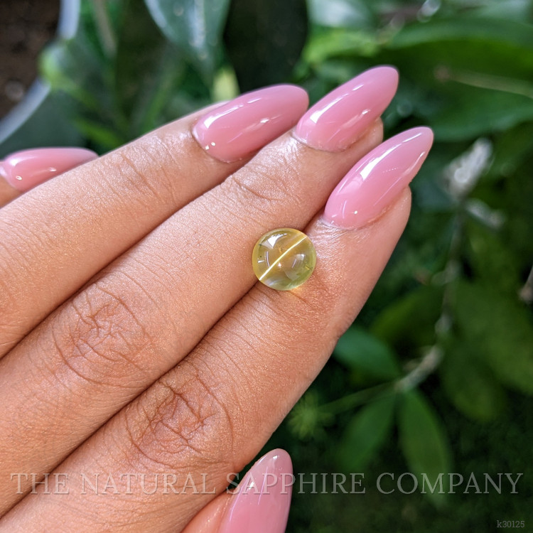 4.18 Ct. Greenish Yellow Cabochon Chrysoberyl from Ceylon (Sri Lanka)