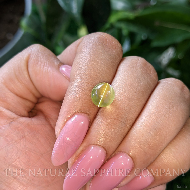 4.18 Ct. Greenish Yellow Cabochon Chrysoberyl from Ceylon (Sri Lanka)