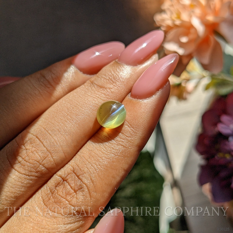 4.18 Ct. Greenish Yellow Cabochon Chrysoberyl from Ceylon (Sri Lanka)