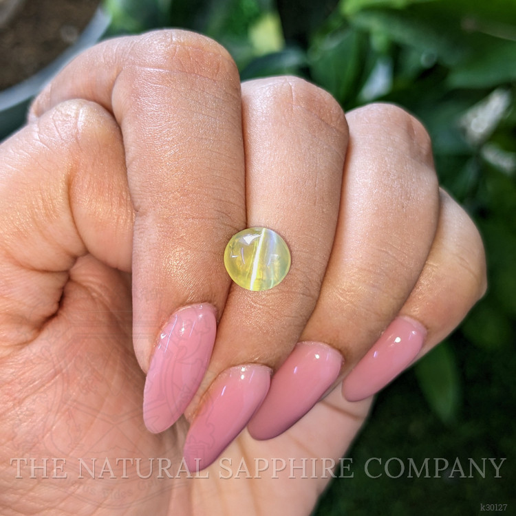 4.52 Ct. Yellowish Green Cabochon Chrysoberyl from Ceylon (Sri Lanka)