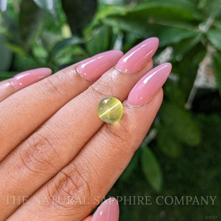 4.52 Ct. Yellowish Green Cabochon Chrysoberyl from Ceylon (Sri Lanka)