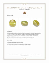 2.62 Ct. Greenish Yellow Cabochon Chrysoberyl from Tanzania Appraisal