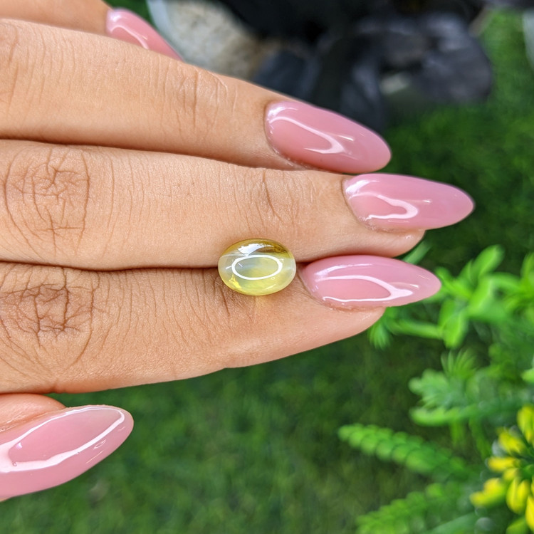 4.55 Ct. Greenish Yellow Cabochon Chrysoberyl from Madagascar