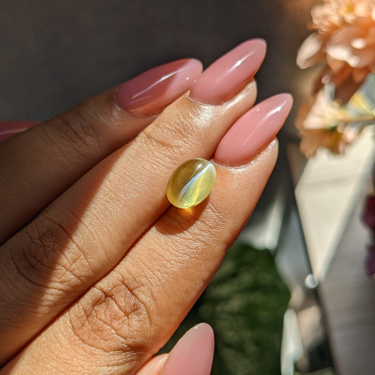 4.55 Ct. Greenish Yellow Cabochon Chrysoberyl from Madagascar