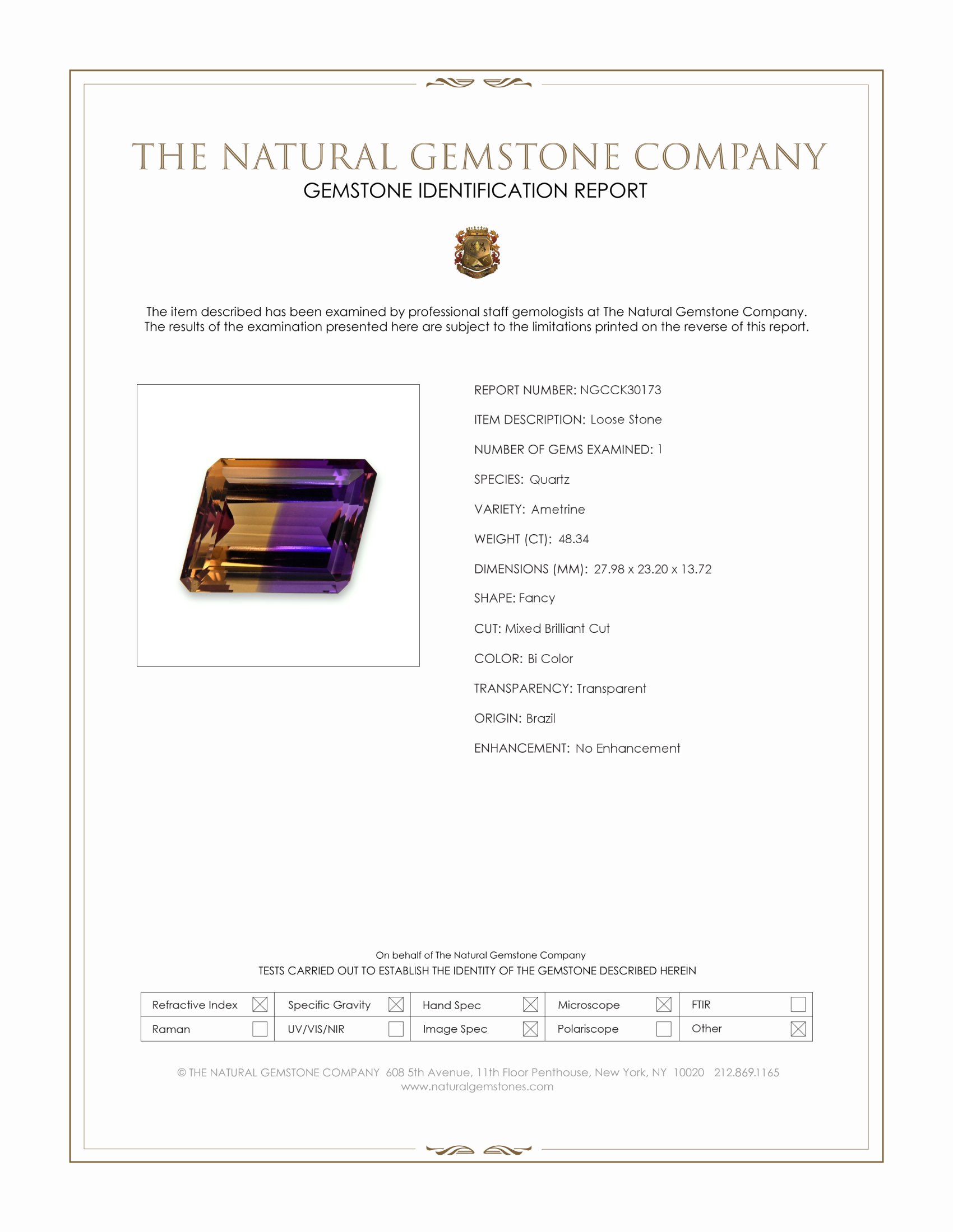 48.34 Ct. Bi Color Ametrine from Brazil