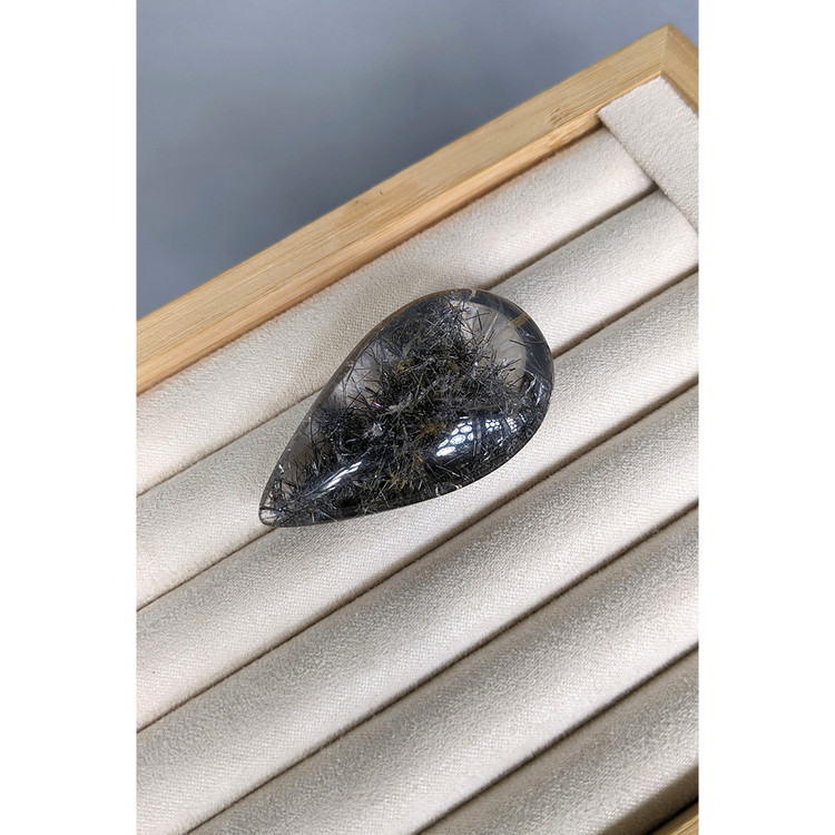 123.77 Ct. Black Cabochon Rutilated Quartz from Brazil