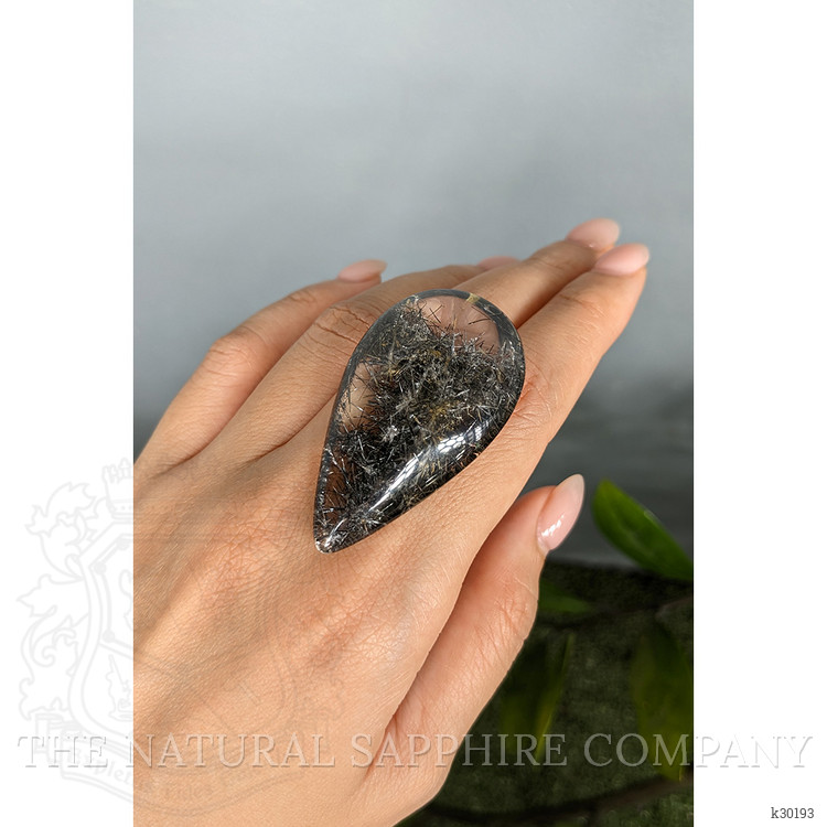 123.77 Ct. Black Cabochon Rutilated Quartz from Brazil