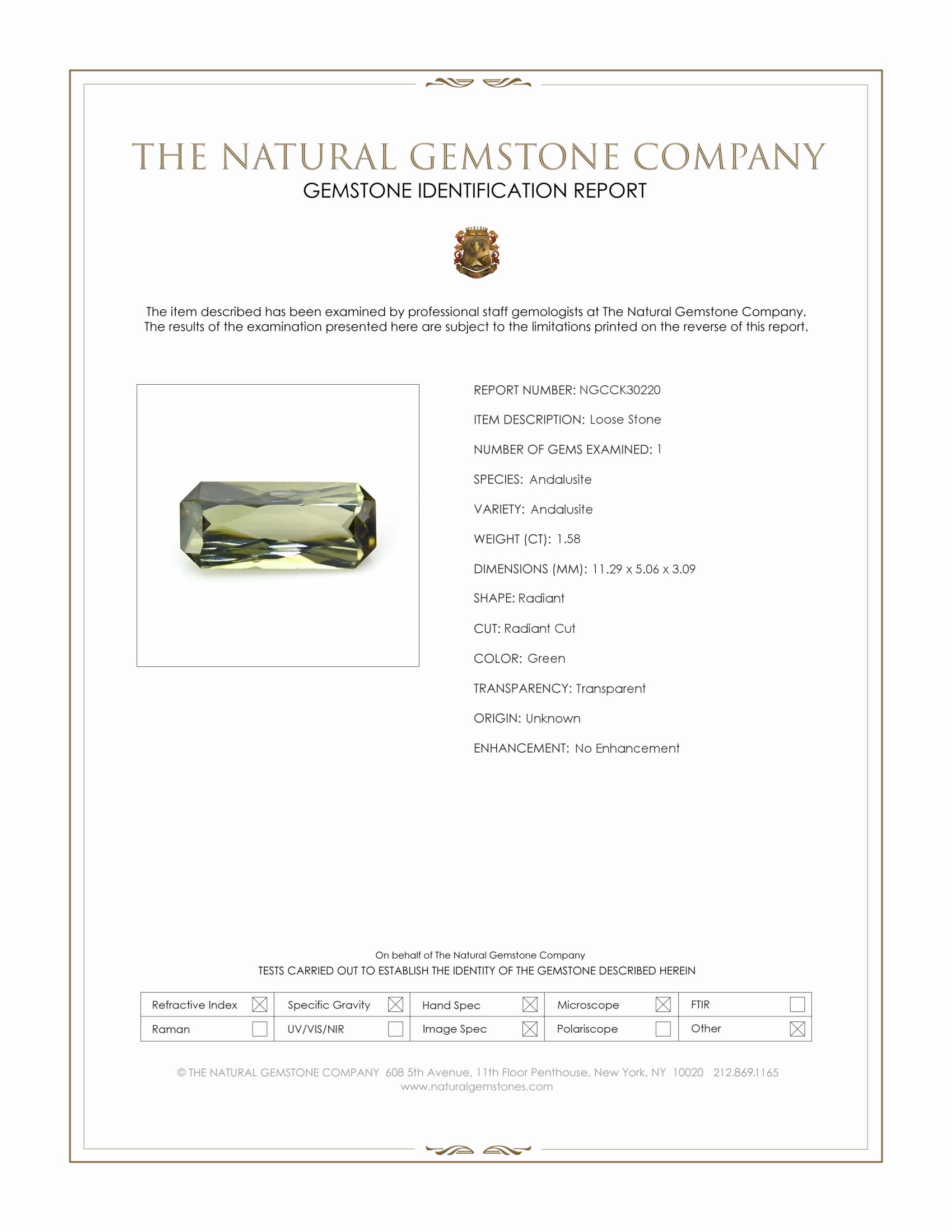1.58 Ct. Green Andalusite