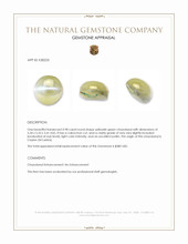 0.98 Ct. Yellowish Green Cabochon Chrysoberyl from Ceylon (Sri Lanka) Appraisal