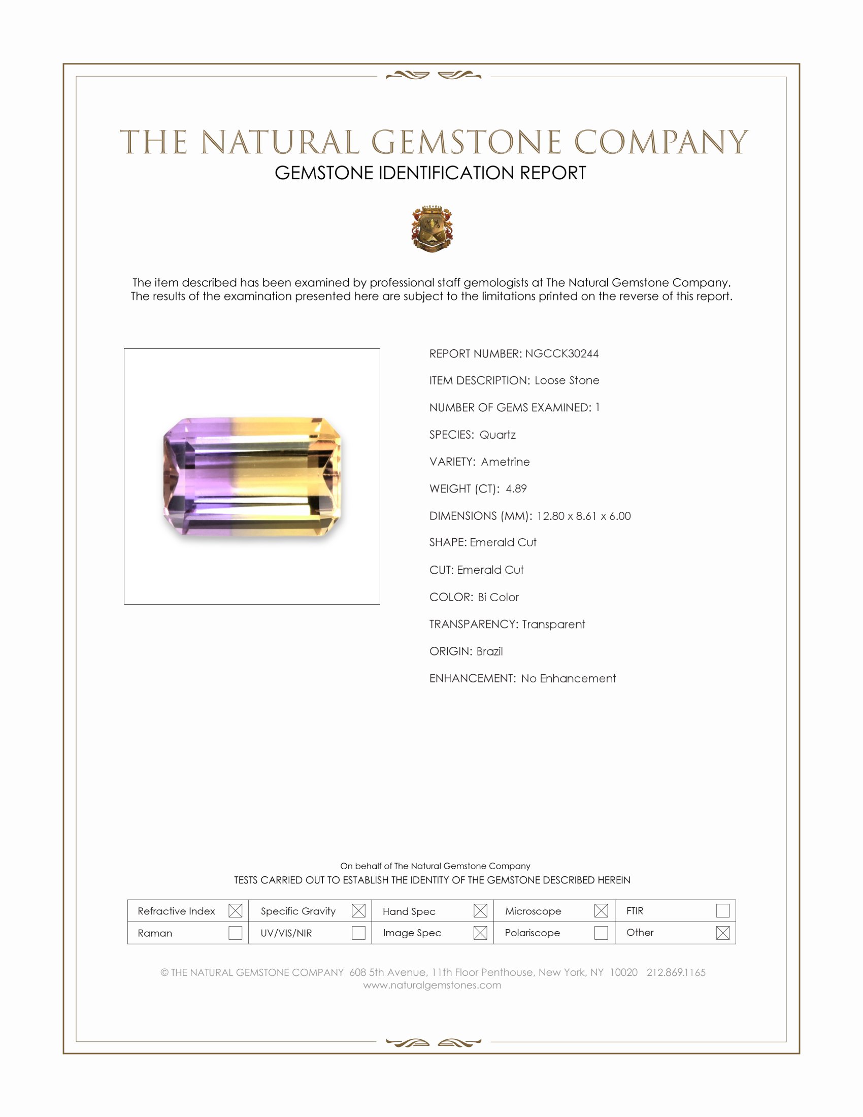 4.89 Ct. Bi Color Ametrine from Brazil