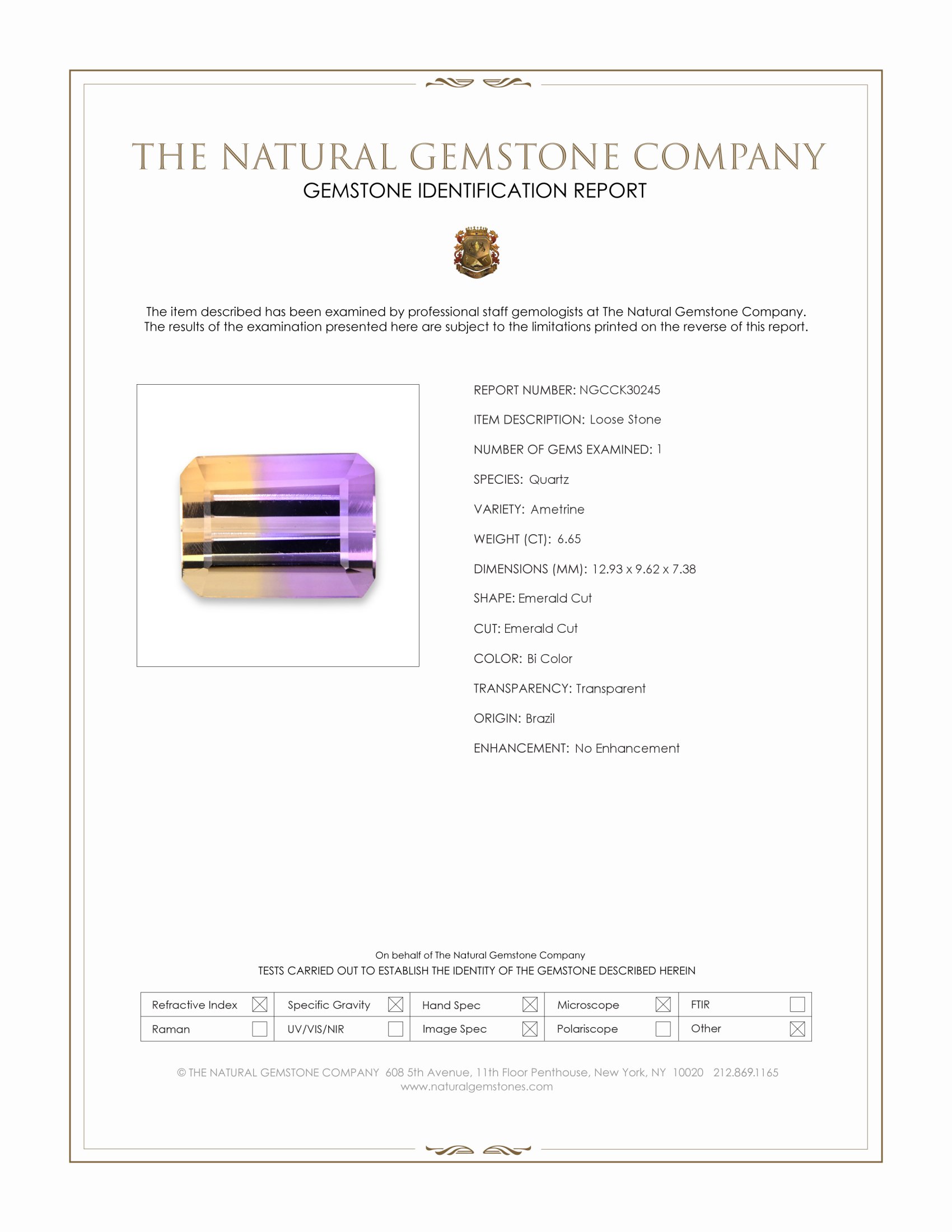 6.65 Ct. Bi Color Ametrine from Brazil