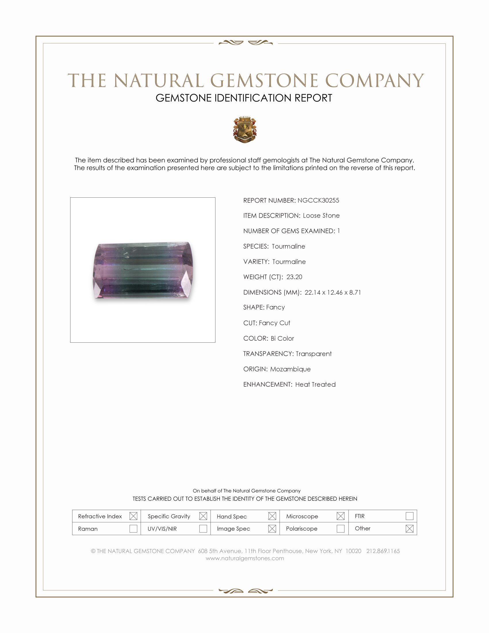 23.20 Ct. Bi Color Tourmaline from Mozambique