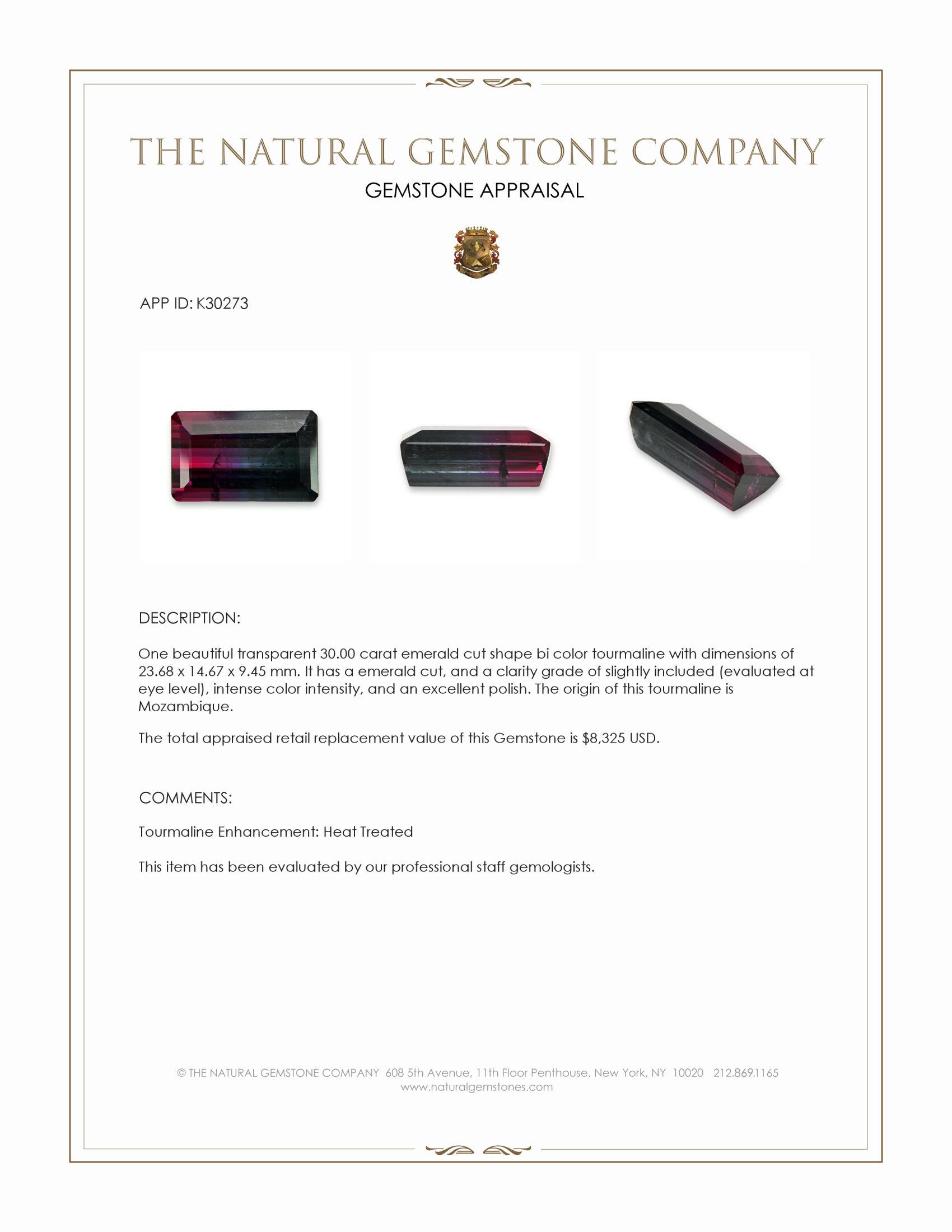 30.00 Ct. Bi Color Tourmaline from Mozambique