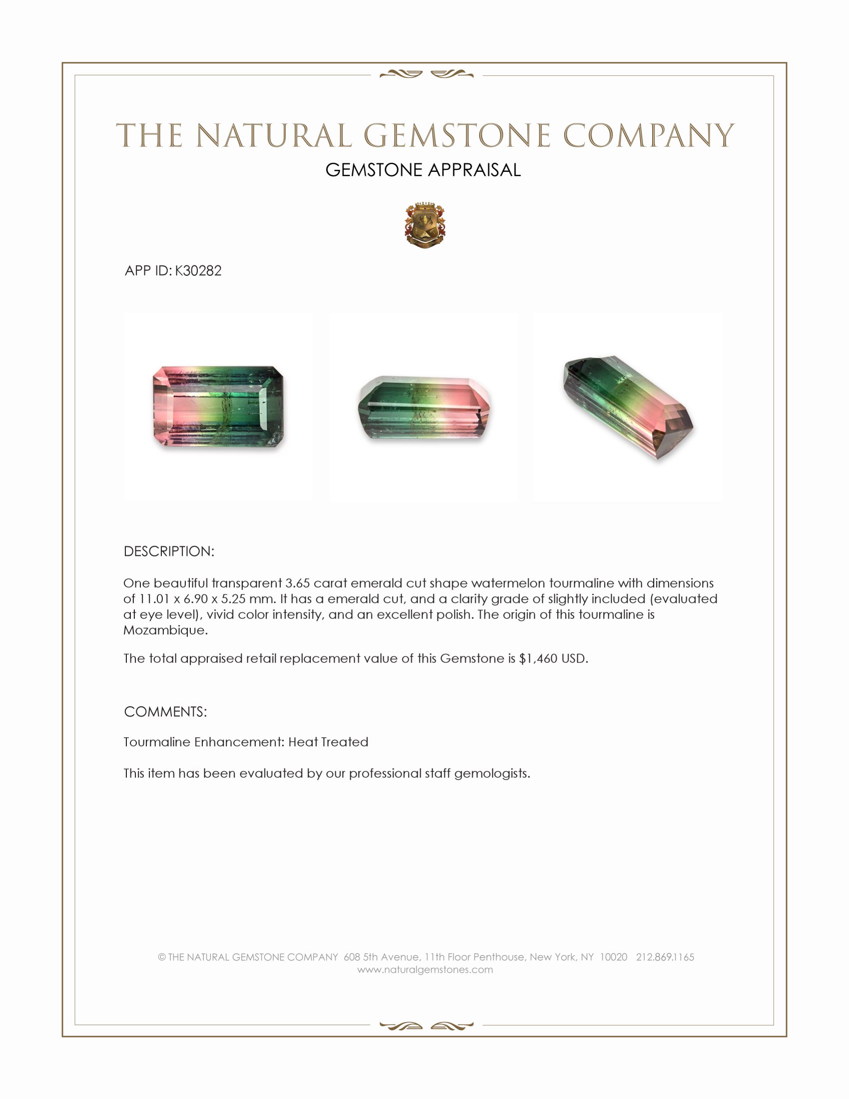 3.65 Ct. Watermelon Tourmaline from Mozambique
