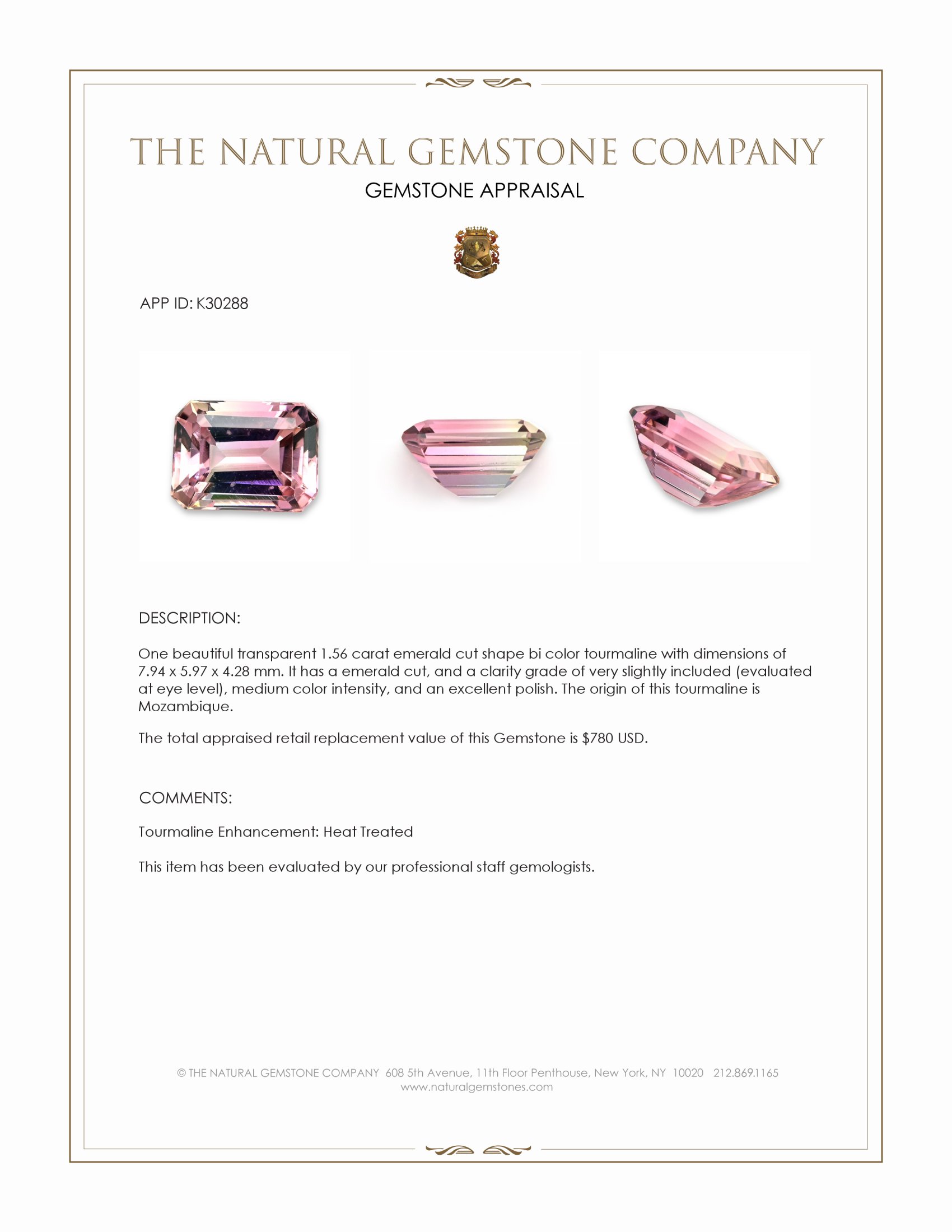 1.56 Ct. Bi Color Tourmaline from Mozambique