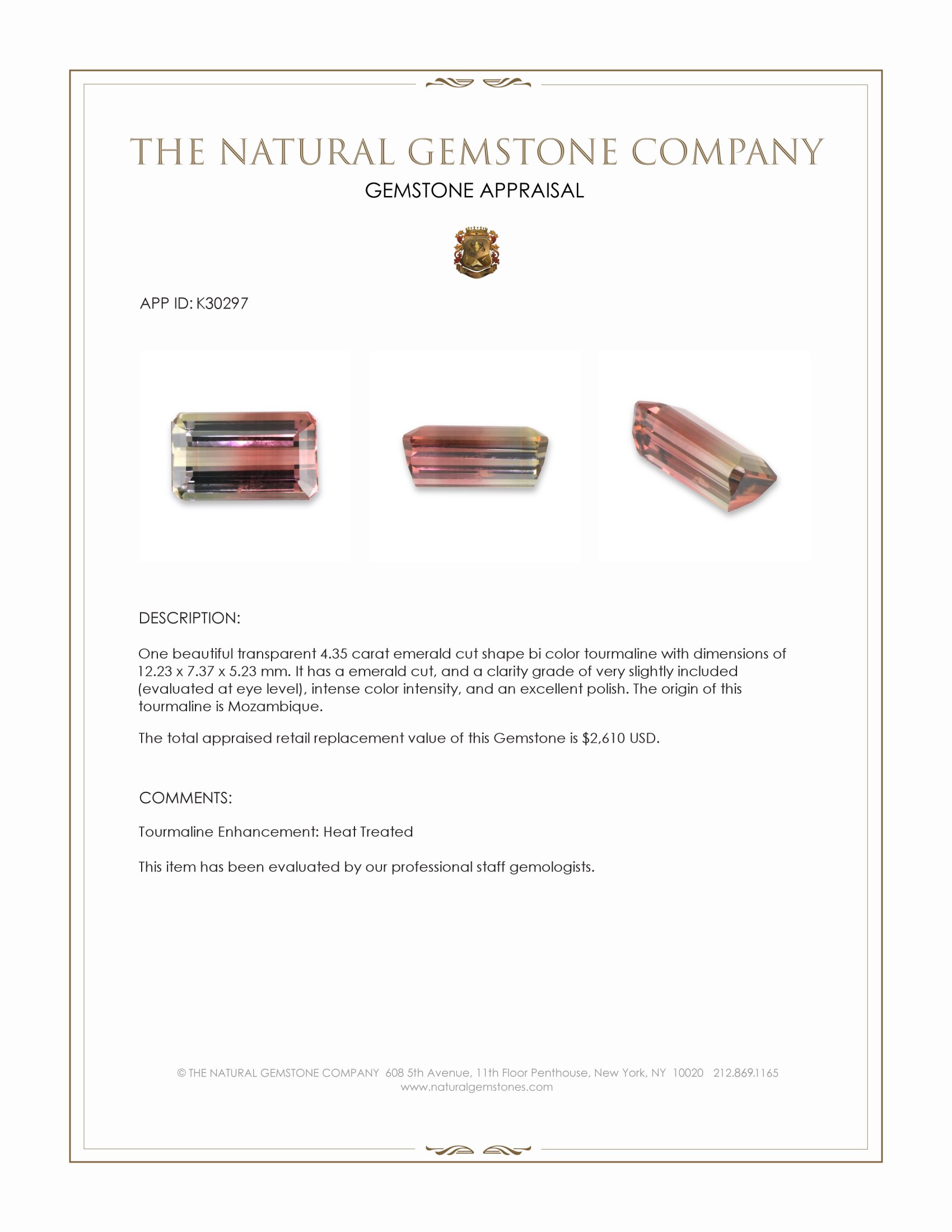4.35 Ct. Bi Color Tourmaline from Mozambique