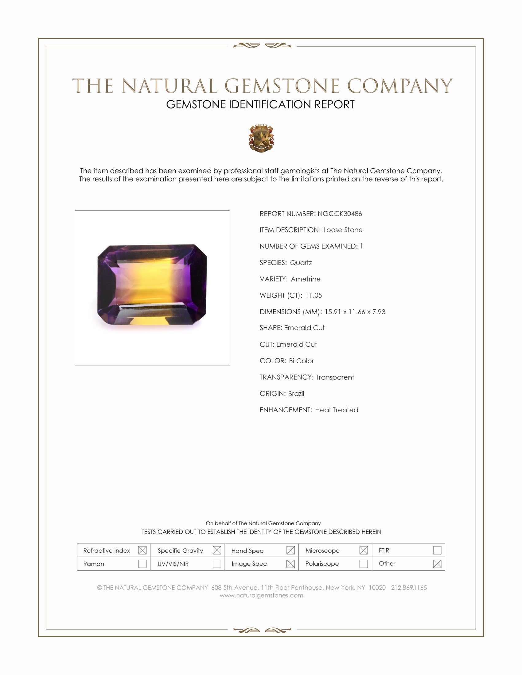 11.05 Ct. Bi Color Ametrine from Brazil