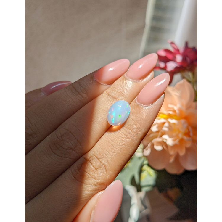 1.89 Ct. Multi Color Cabochon White Opal (Light Opal) from Ethiopia