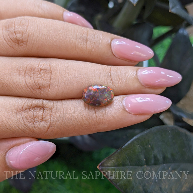 1.67 Ct. Multi Color Cabochon Black Opal (Dark Opal) from Ethiopia