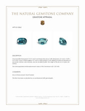 19.37 Ct. Blue Zircon from Ceylon (Sri Lanka) Appraisal