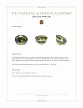 2.78 Ct. Yellowish Green Zircon from Ceylon (Sri Lanka) Appraisal