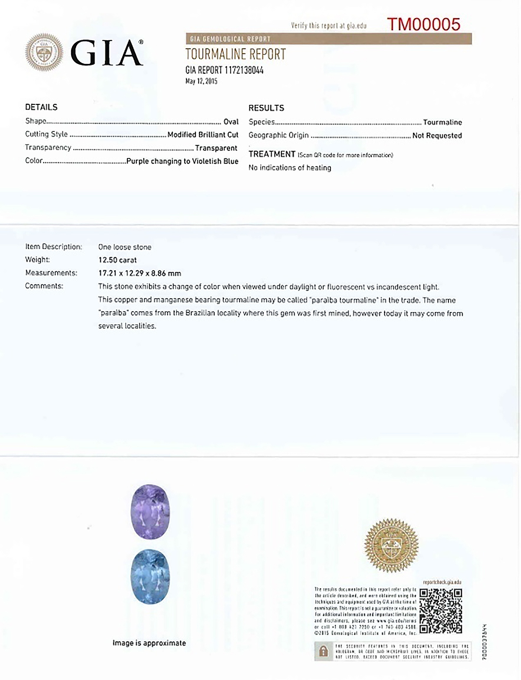 12.50 Ct. Paraiba Tourmaline from Mozambique