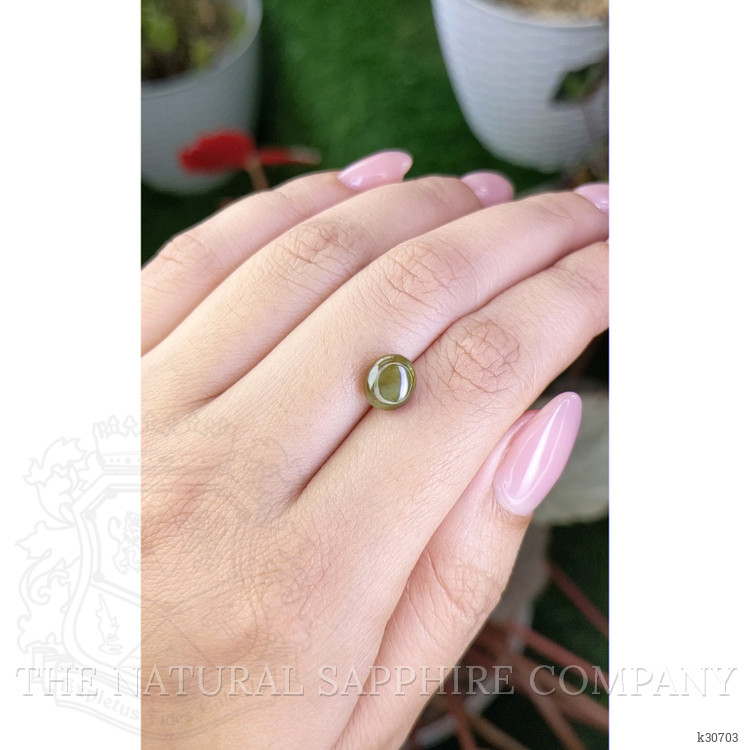 2.68 Ct. Yellowish Green Cabochon Chrysoberyl from Ceylon (Sri Lanka)
