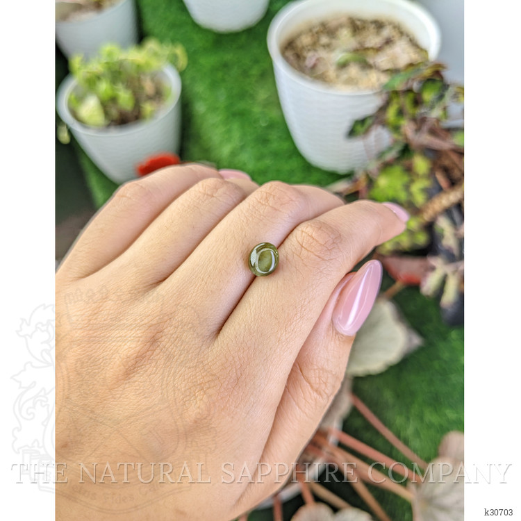 2.68 Ct. Yellowish Green Cabochon Chrysoberyl from Ceylon (Sri Lanka)